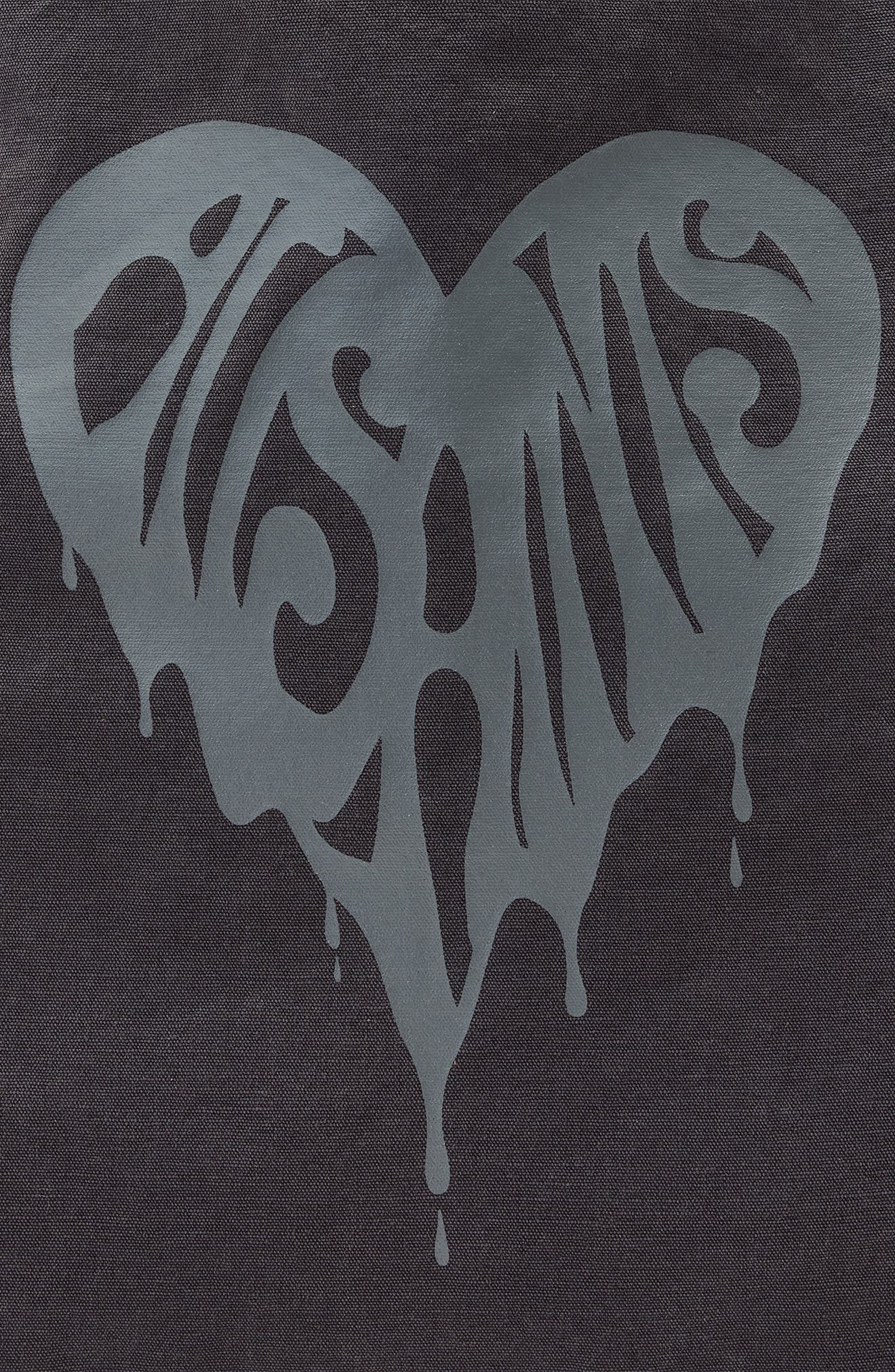 AllSaints Tripp Heart Logo Cotton Canvas Tote, Alternate, color, Washed Black