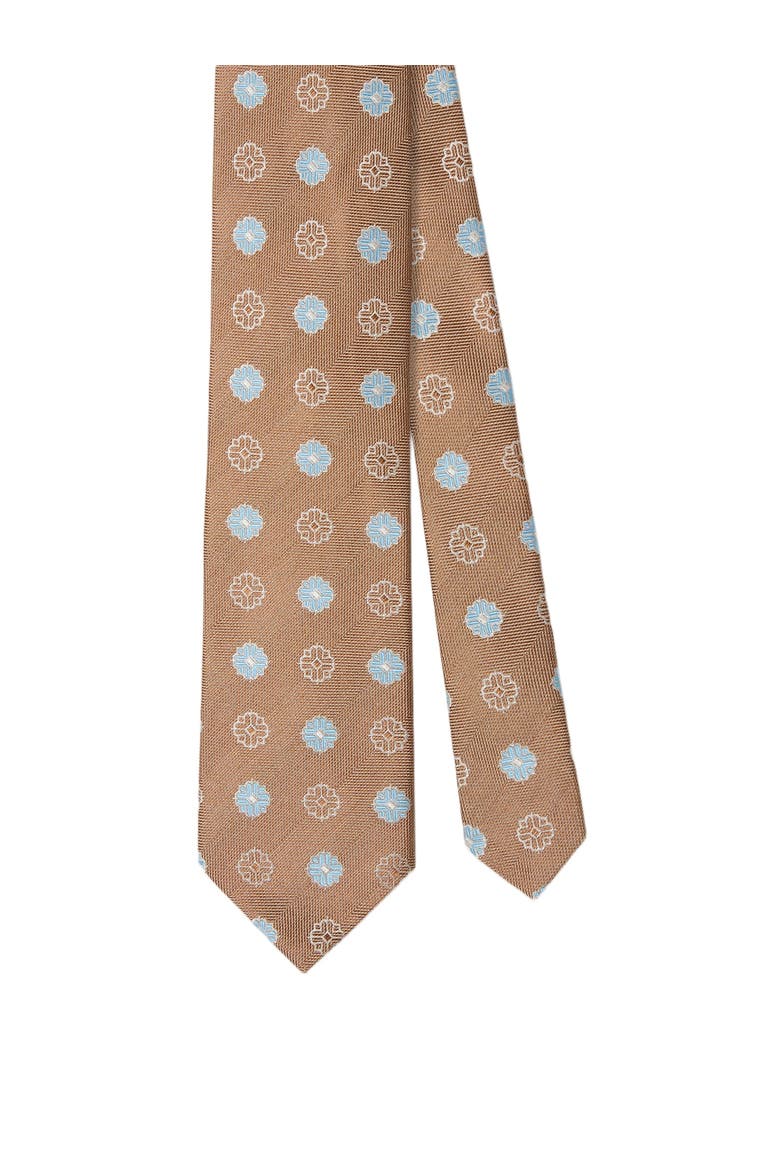 Robert Blue Flower Jacquard Best of Class Necktie, Main, color, Orange