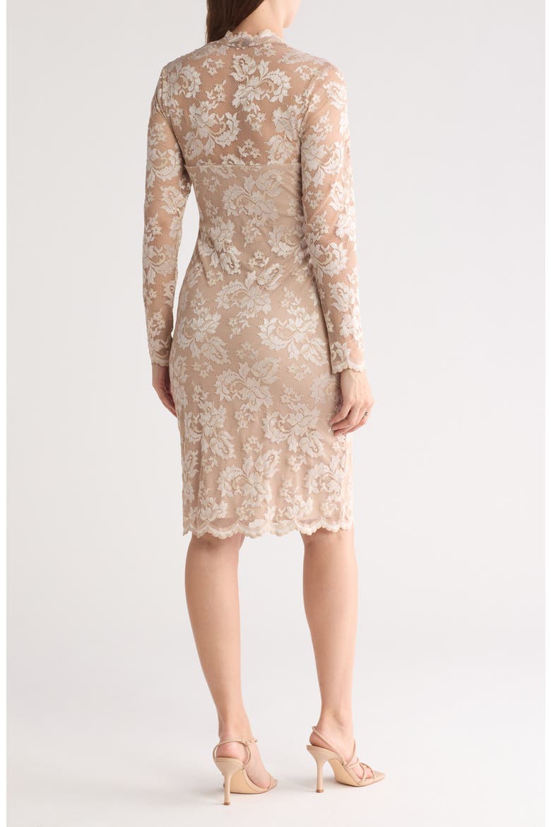 Scallop Lace Long Sleeve Sheath Dress, Alternate, color, CHAMPAGNE