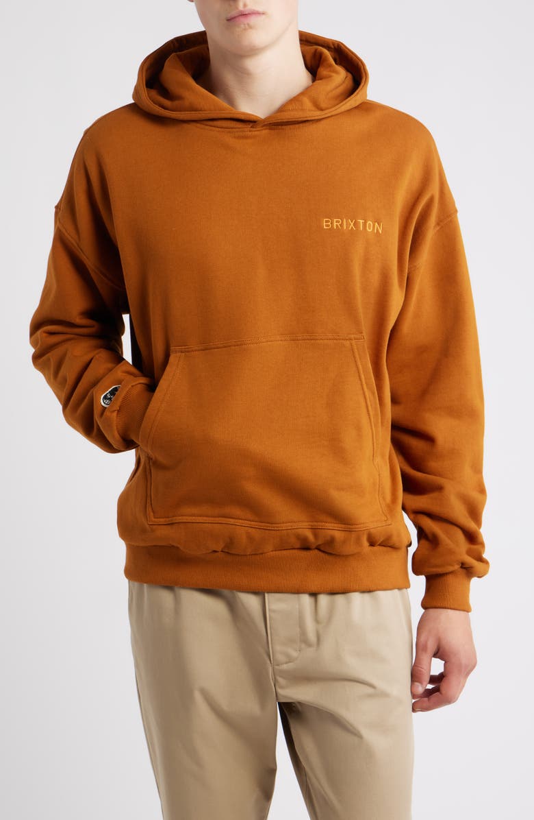 Brixton Oversize Embroidered Logo Heavyweight Hoodie, Main, color, Rustic Caramel