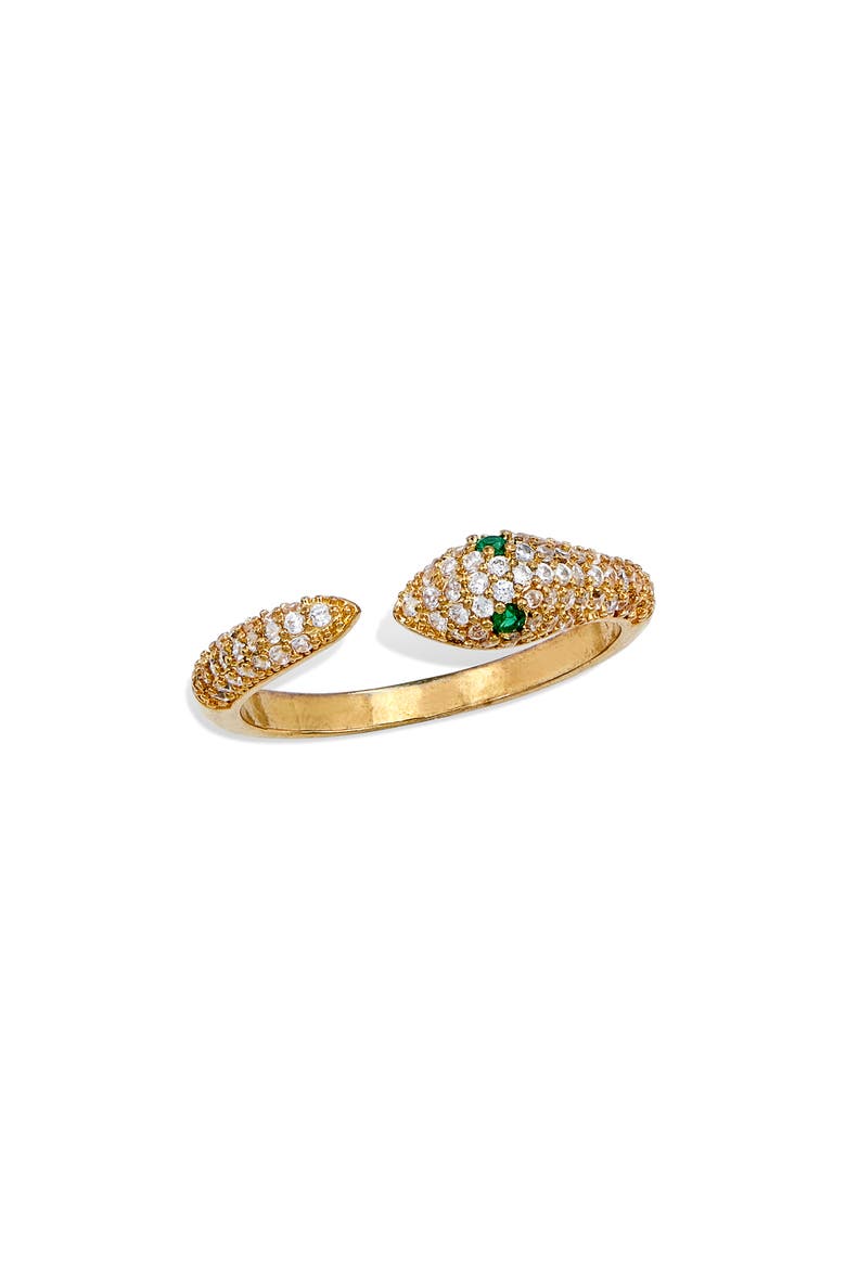 CZ Pavé Snake Ring, Main, color, YELLOW