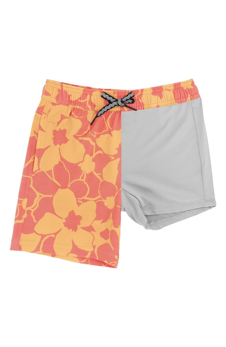 Feather 4 Arrow Kids' Hibiscus Volley Trunks, Alternate, color, Melon