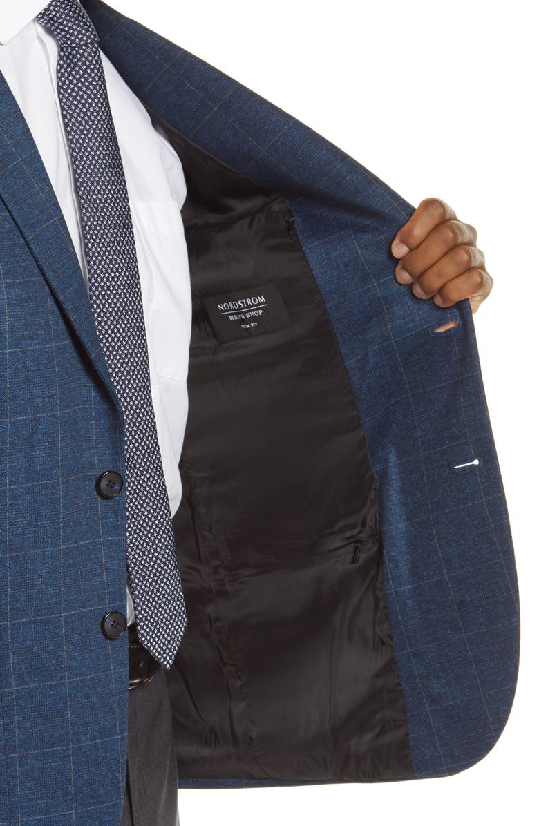 Nordstrom Trim Fit Plaid Stretch Knit Sport Coat, Alternate, color,