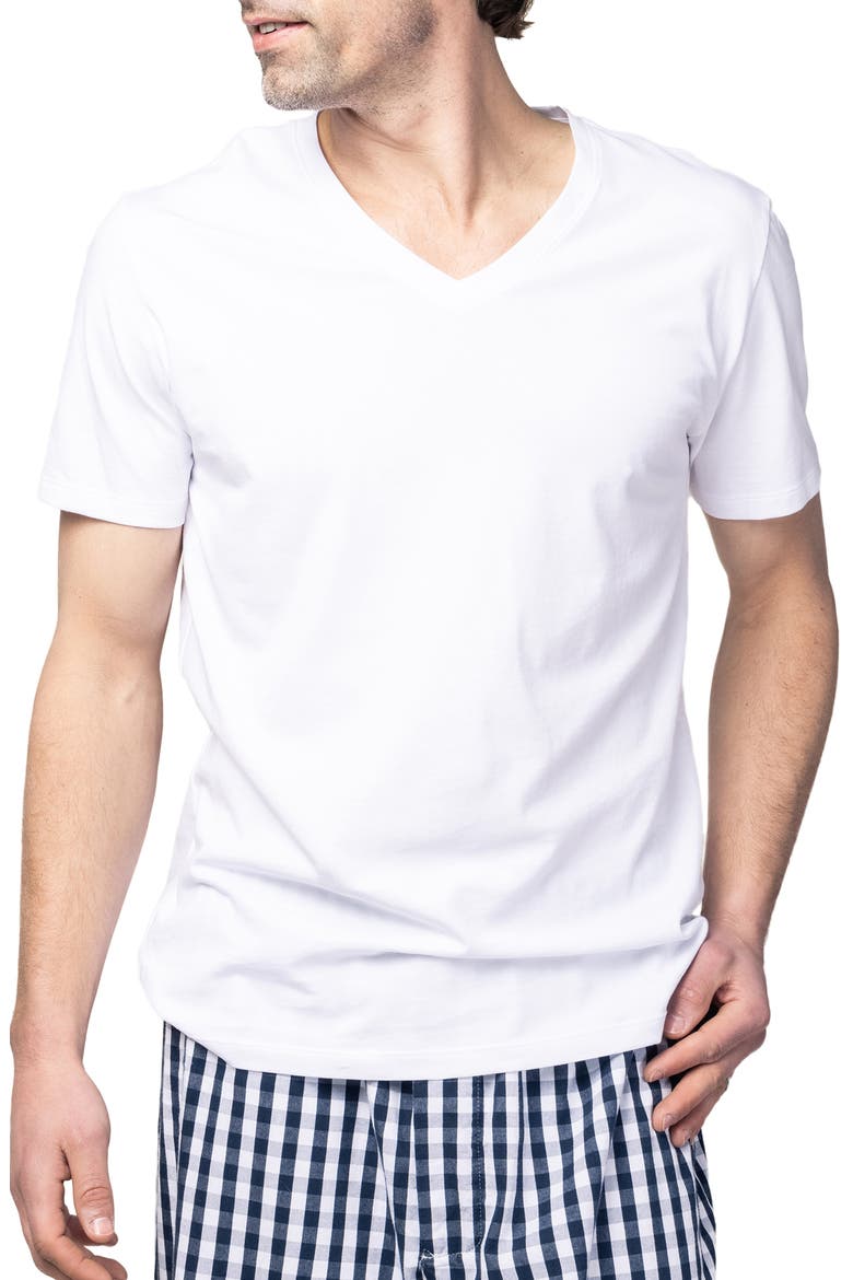 Pima Cotton V-Neck Top, Main, color, WHITE