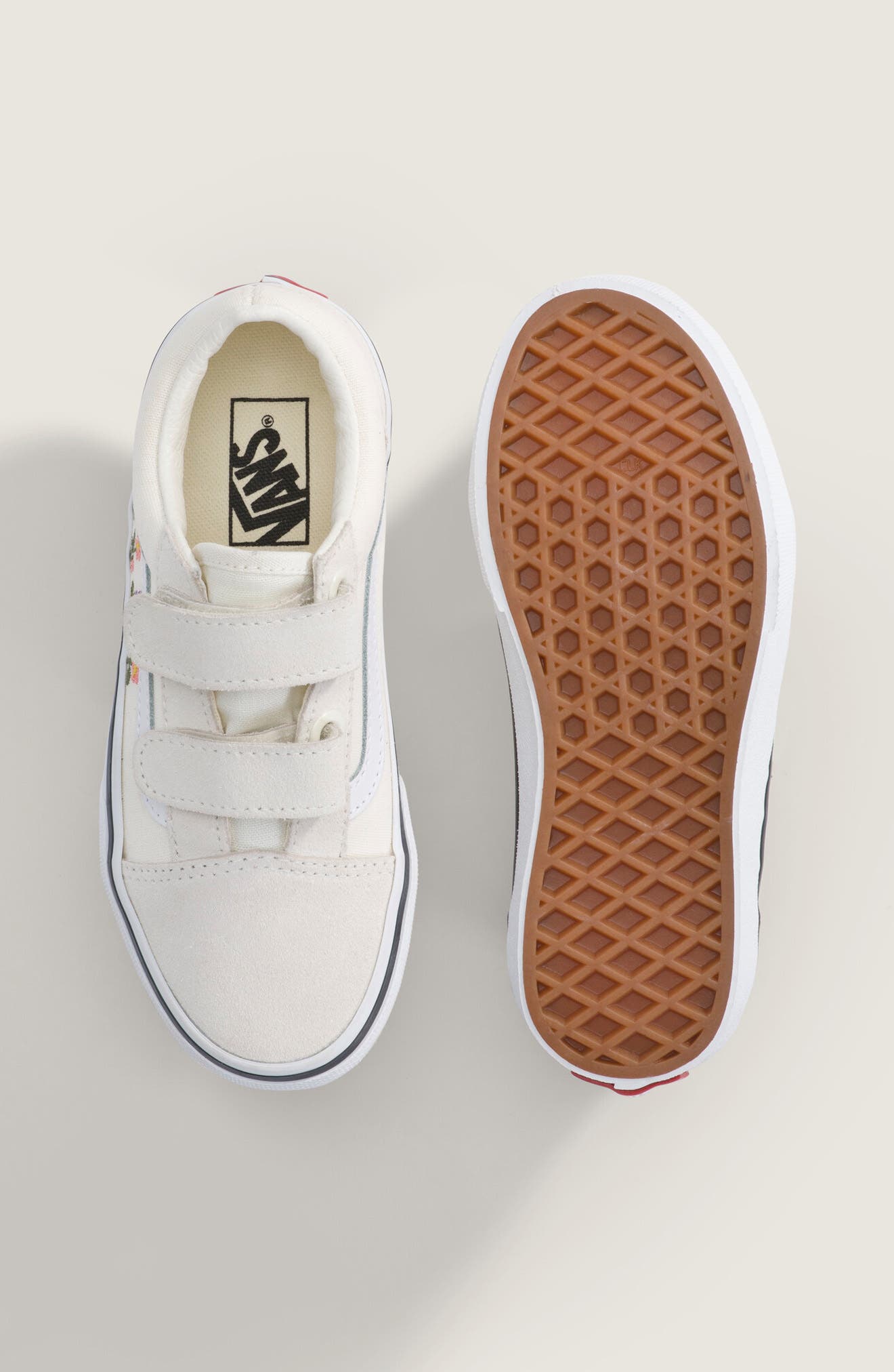 Kids' Old Skool V Sneaker, Alternate, color, FLORAL EMBROIDERY MARSHMALLOW