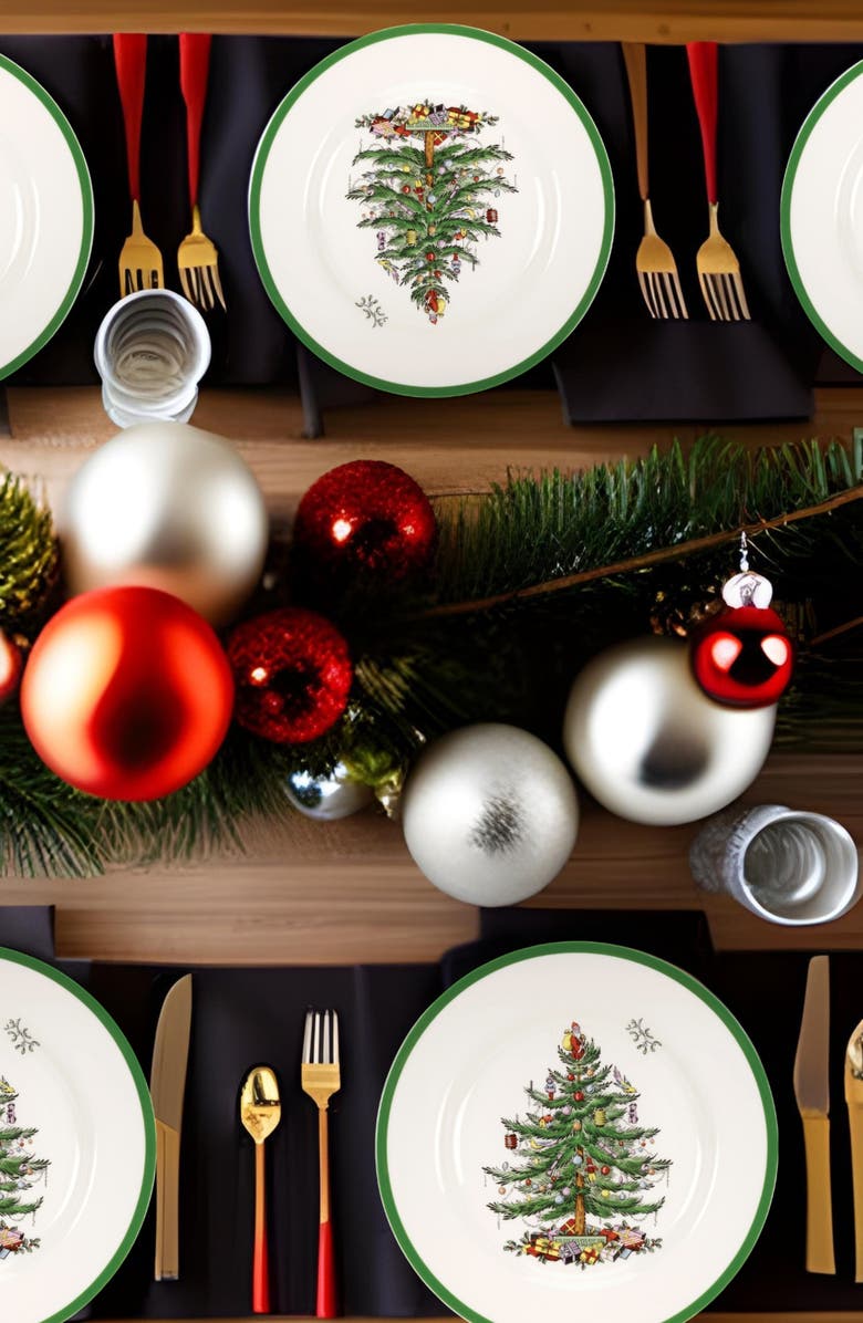 Spode Christmas Tree Set of 4 Dinner Plates, Alternate, color,