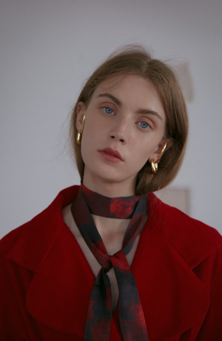 Lost Pattern La Rosa Skinny Silk Scarf, Alternate, color, 