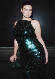 ELOQUII Textured Sequin Maxi Dress