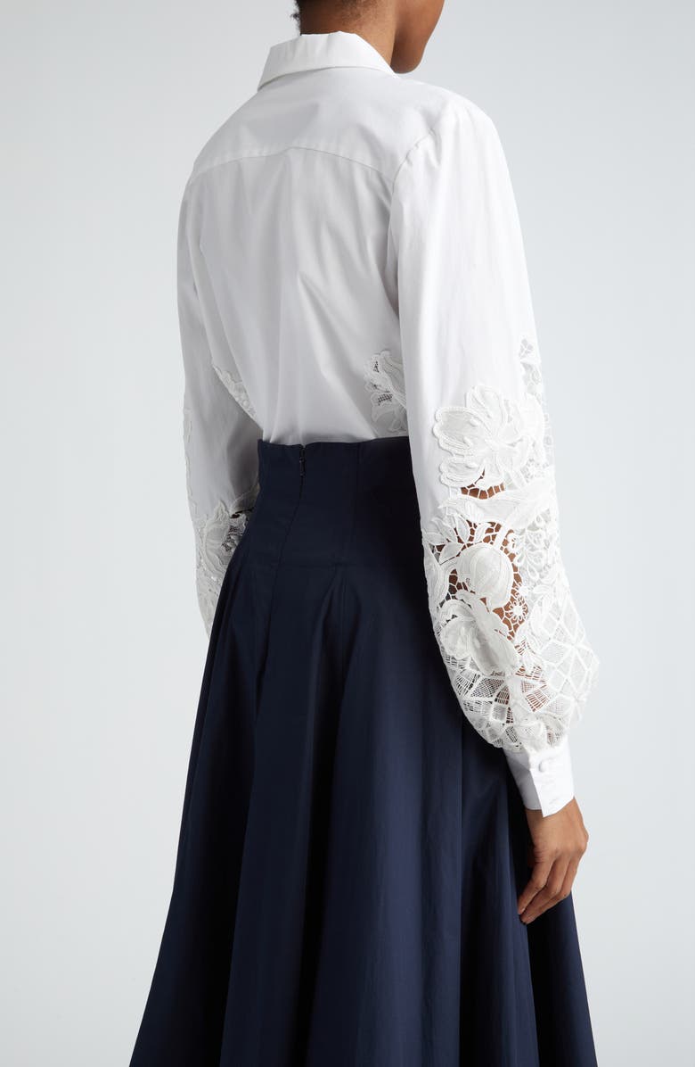 Lela Rose Lace Embellished Button-Up Shirt, Alternate, color, 