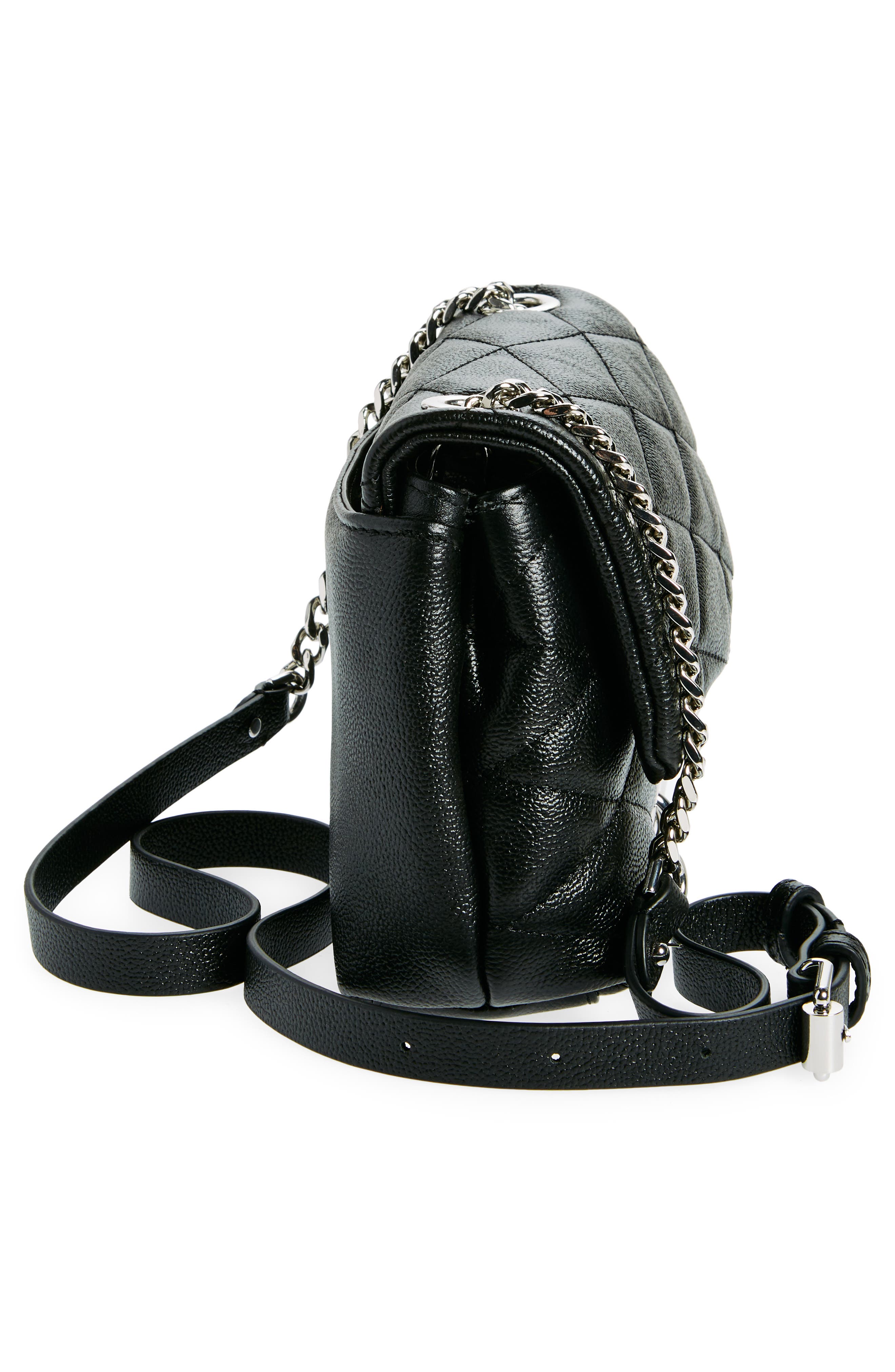 Rebecca Minkoff Edie Diamond Quilt Leather Crossbody Bag, Alternate, color, Black