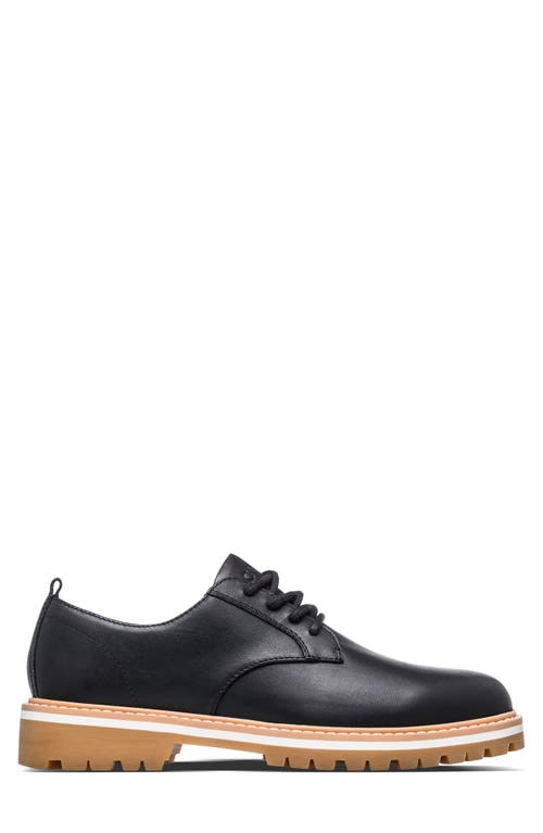 Clae Logan Lugged Plain Toe Derby In Antique Black Leather