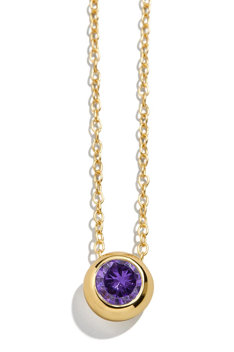 18k Gold Plated Birthstone Pendant Necklace, Main, color, AMETHYST
