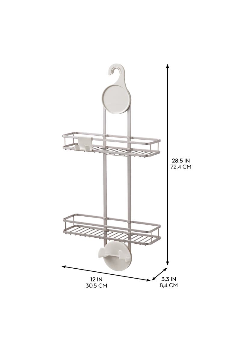 Hanging Shower Caddy with Accessory Hooks - Satin, Alternate, color, Satin