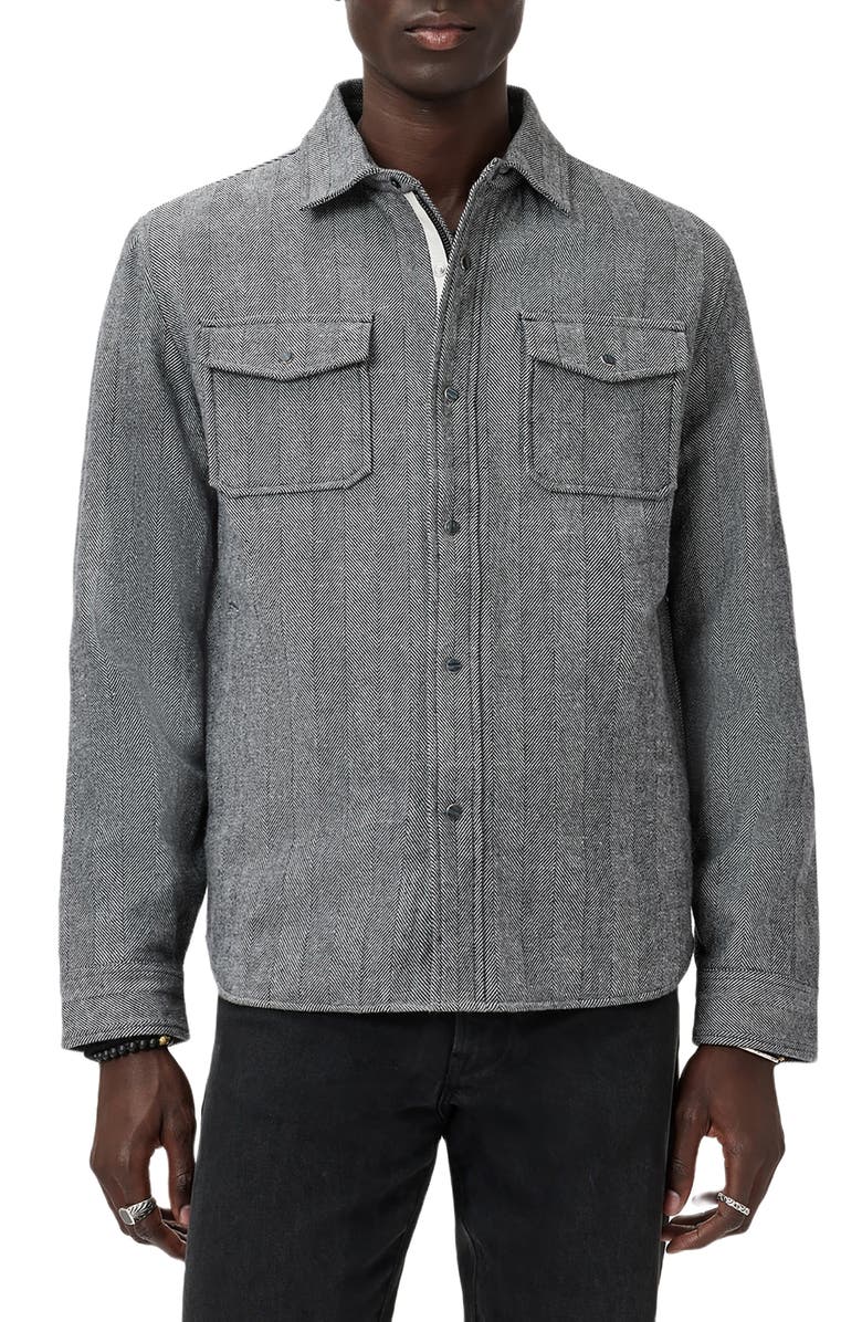 John Varvatos Jameson Herringbone Snap Jacket, Main, color, Smoked Pearl Grey