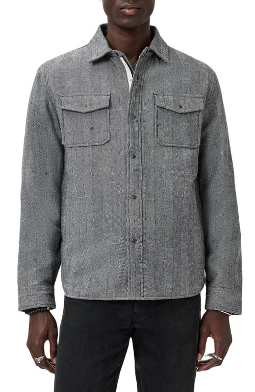John Varvatos Jameson Herringbone Snap Jacket In Gray