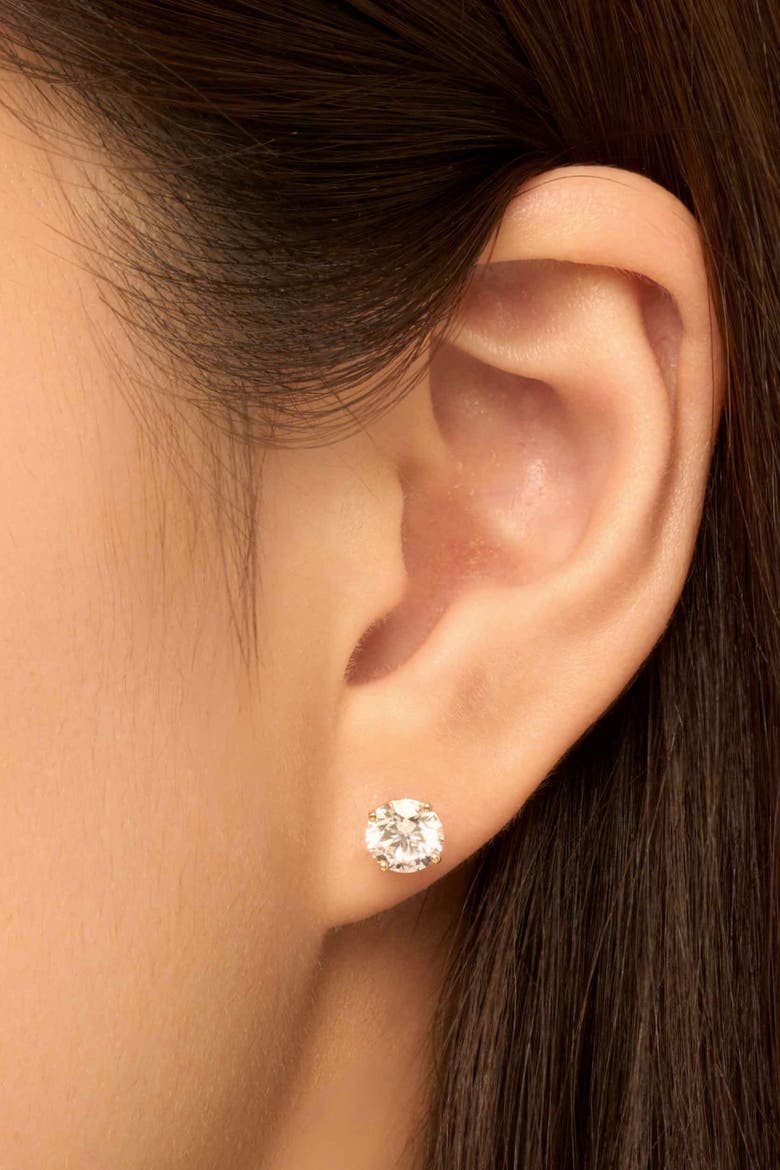 14K Solid Gold Luminous 2 Carat Lab Diamond Classic Studs, Alternate, color, Yellow Gold, Lab Diamonds