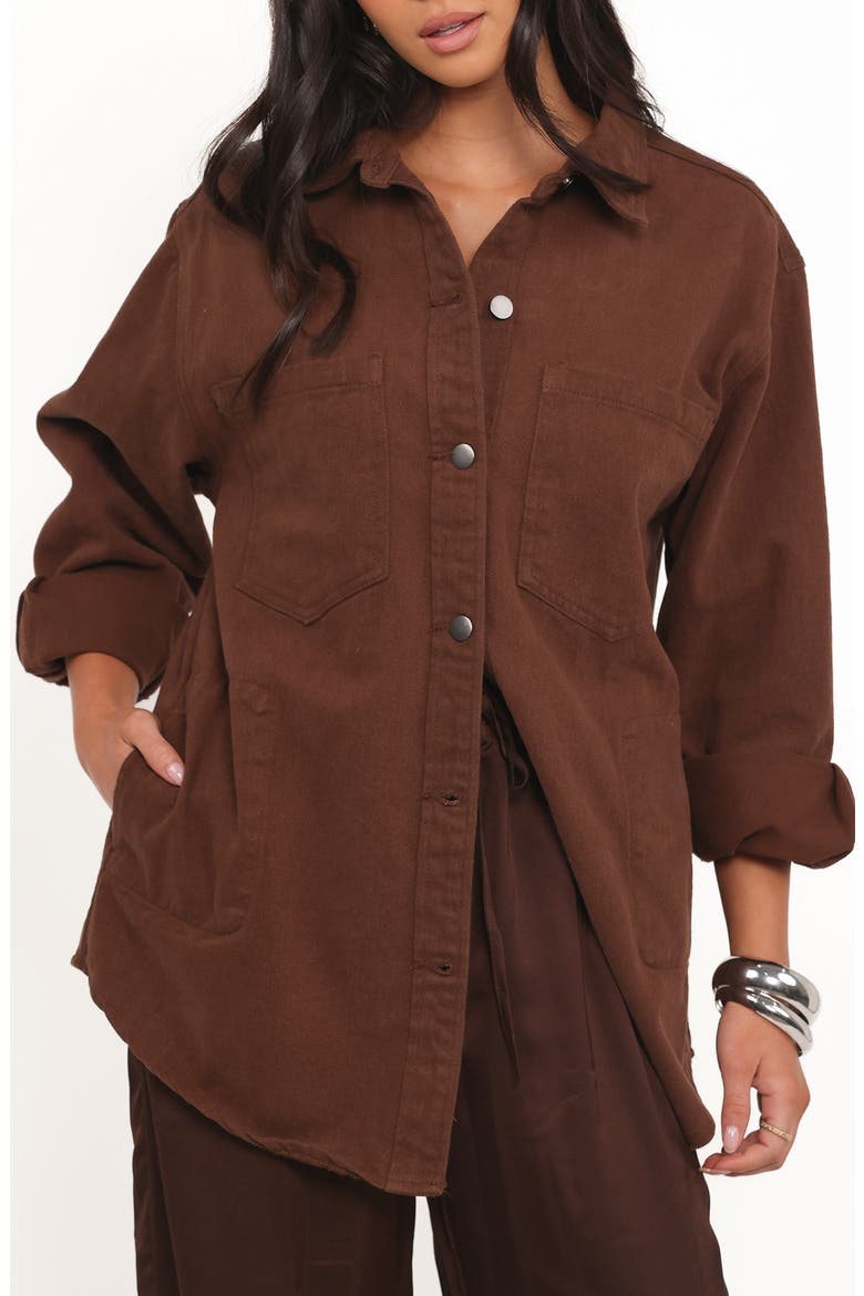 Toto Denim Shacket, Main, color, CHOCOLATE BROWN