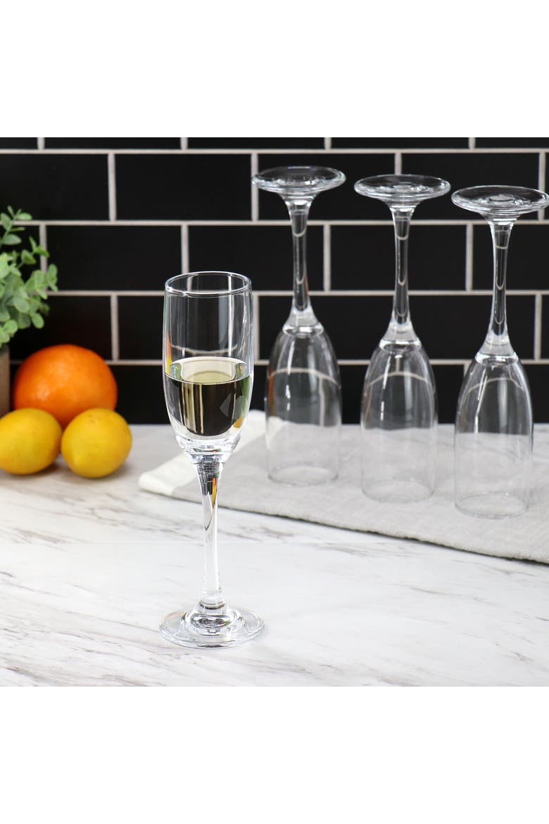 Belinni 4 Piece 6.4oz Fluted Champagne Glass Set, Alternate, color, Clear
