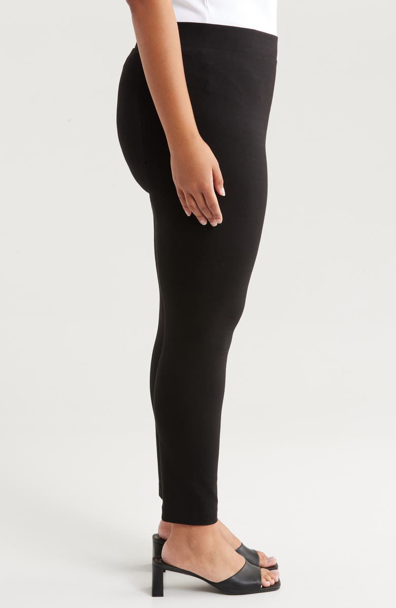 Vince Camuto High Waist Ponte Knit Leggings, Alternate, color, Rich Black/ Black