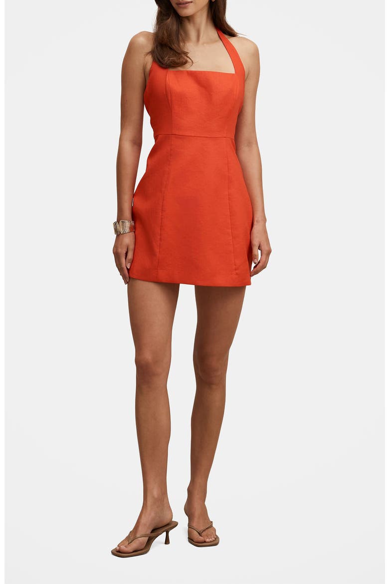 Stevie Halter Linen Minidress, Main, color, SPICY ORANGE