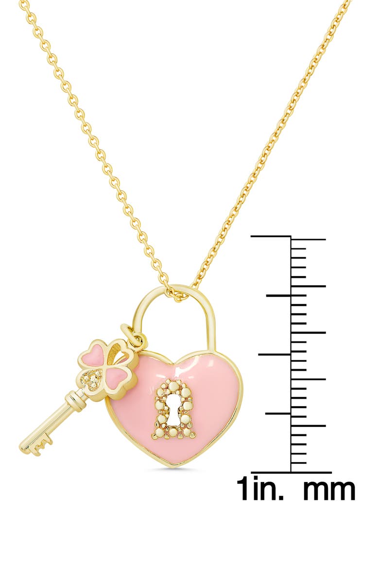 Lily Nily Heart Lock Pendant Necklace, Alternate, color, Gold