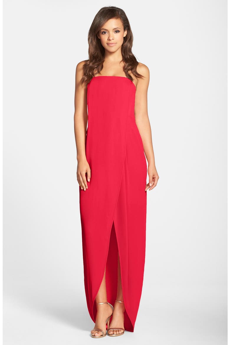 'Jesse' Georgette Faux Wrap Gown, Main, color, LIPSTICK RED