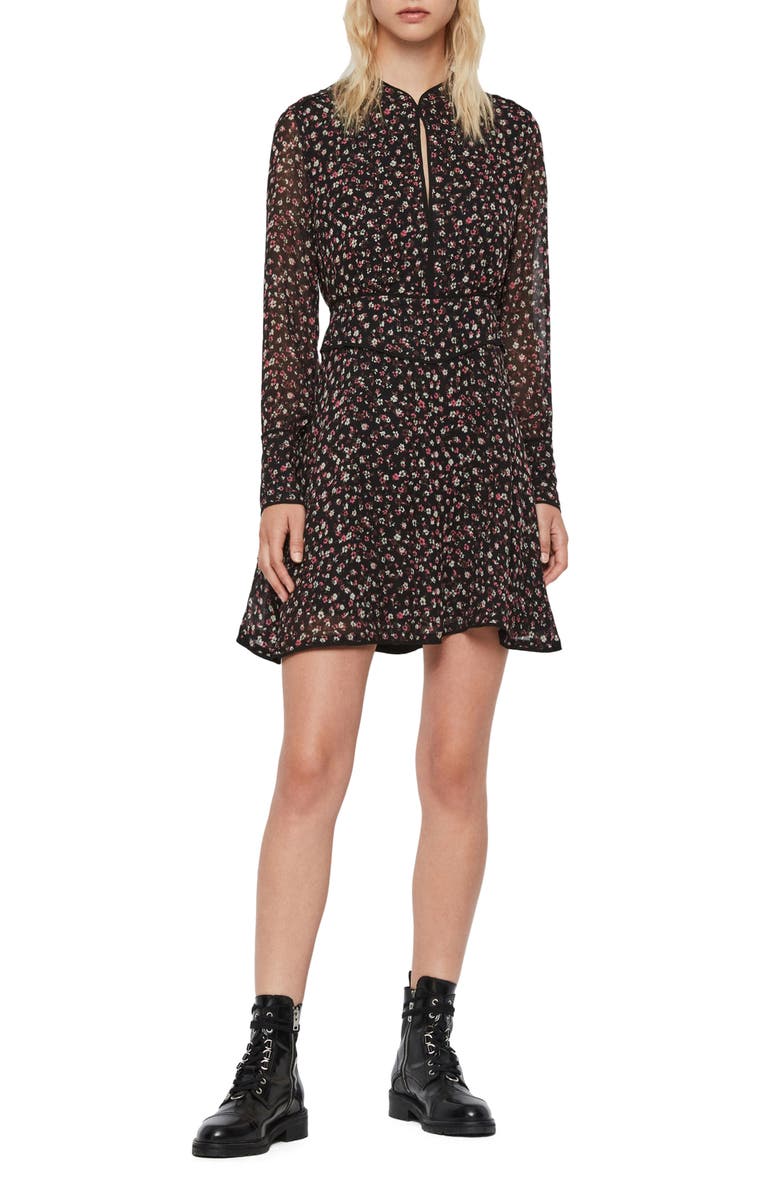 AllSaints Kay Ditz Floral Print Long Sleeve Dress, Main, color, 