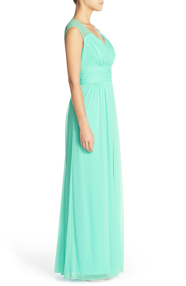 Alfred Sung Cap Sleeve Chiffon A-Line Gown, Alternate, color,