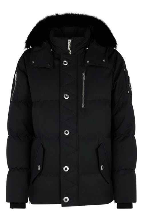 Moose Knuckles Original 3q Genuine Shearling Trim Water Resistant & Wind Resistant Down Puffer Jacke In Black