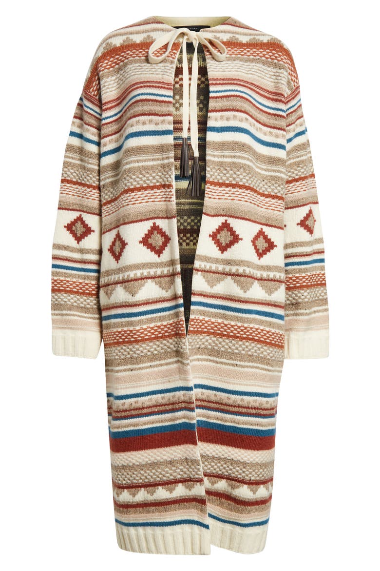 Divina Wool Blend Longline Cardigan, Alternate, color, BROWN