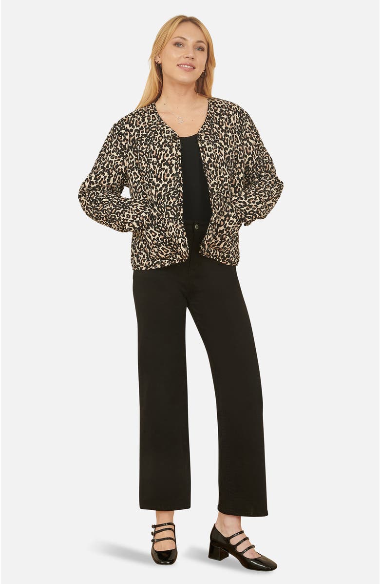 Yumi Leopard Print Round Neck Boxy Jacket, Main, color, Black