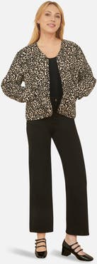 Yumi Leopard Print Round Neck Boxy Jacket