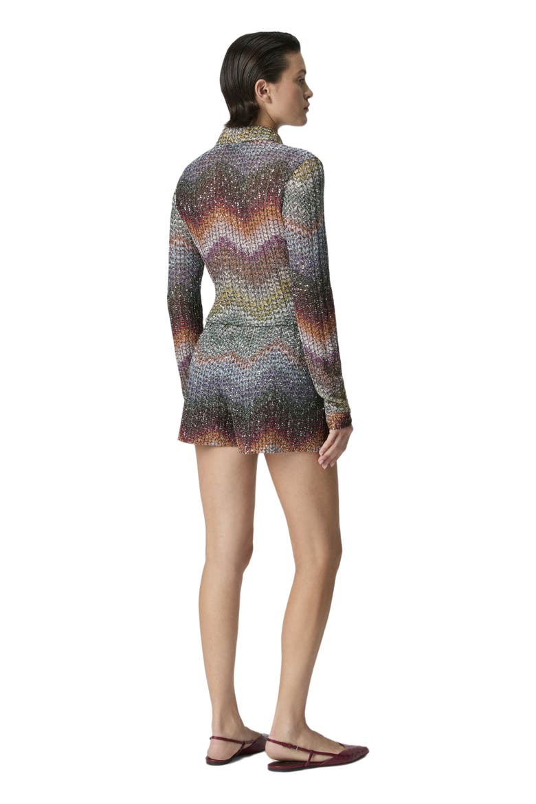 Shorts In Viscose Lamé Blend With Sequins, Alternate, color, Multicoloured