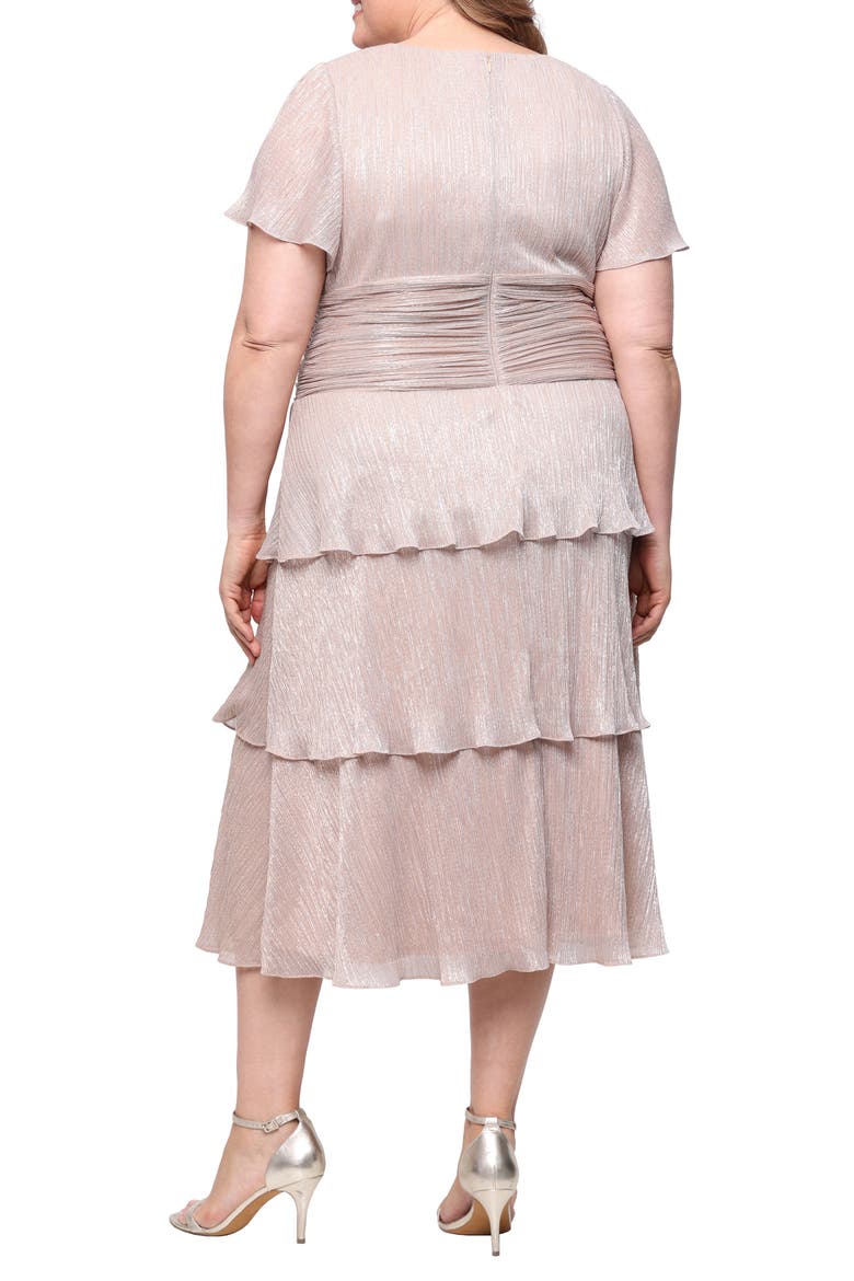 Metallic Surplice Neck Dress, Alternate, color, GOLD