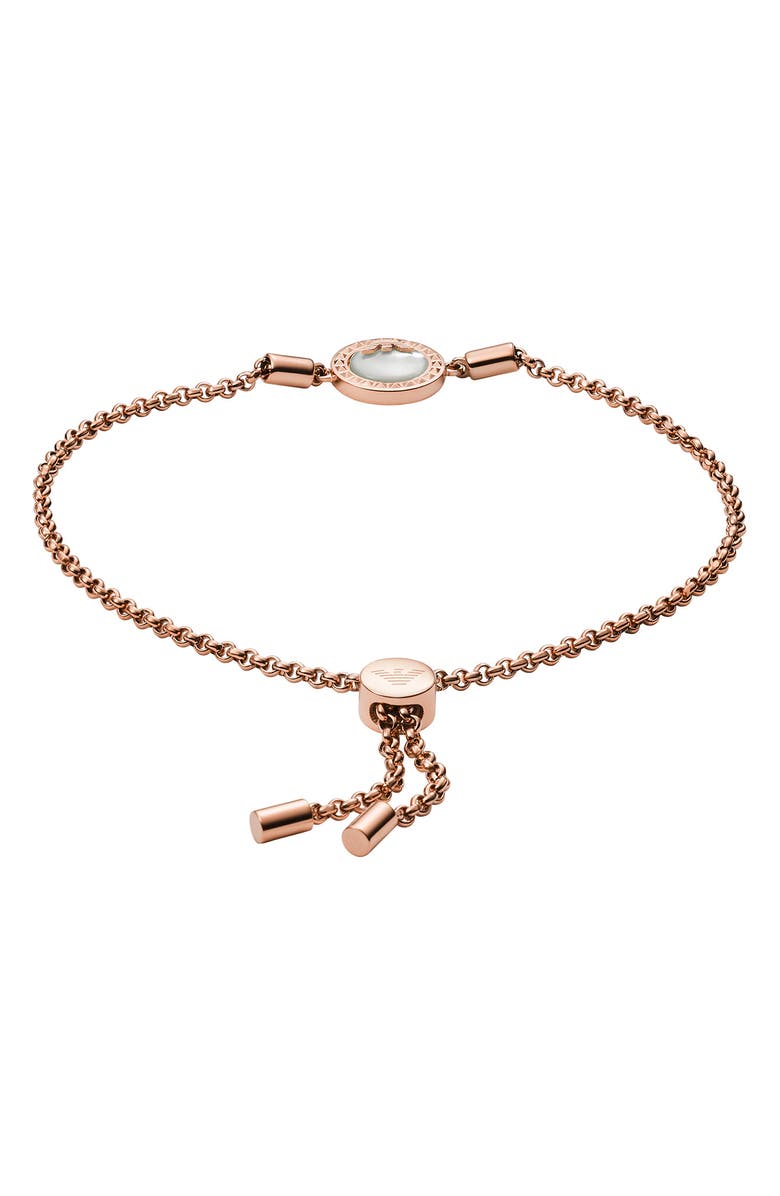 Emporio Armani Logo Charm Sliding Knot Bracelet, Alternate, color,