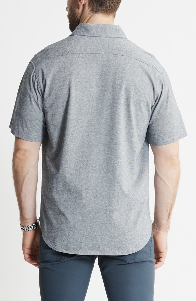 JACHS Short Sleeve Cotton Knit Button-Up Shirt, Alternate, color, Navy