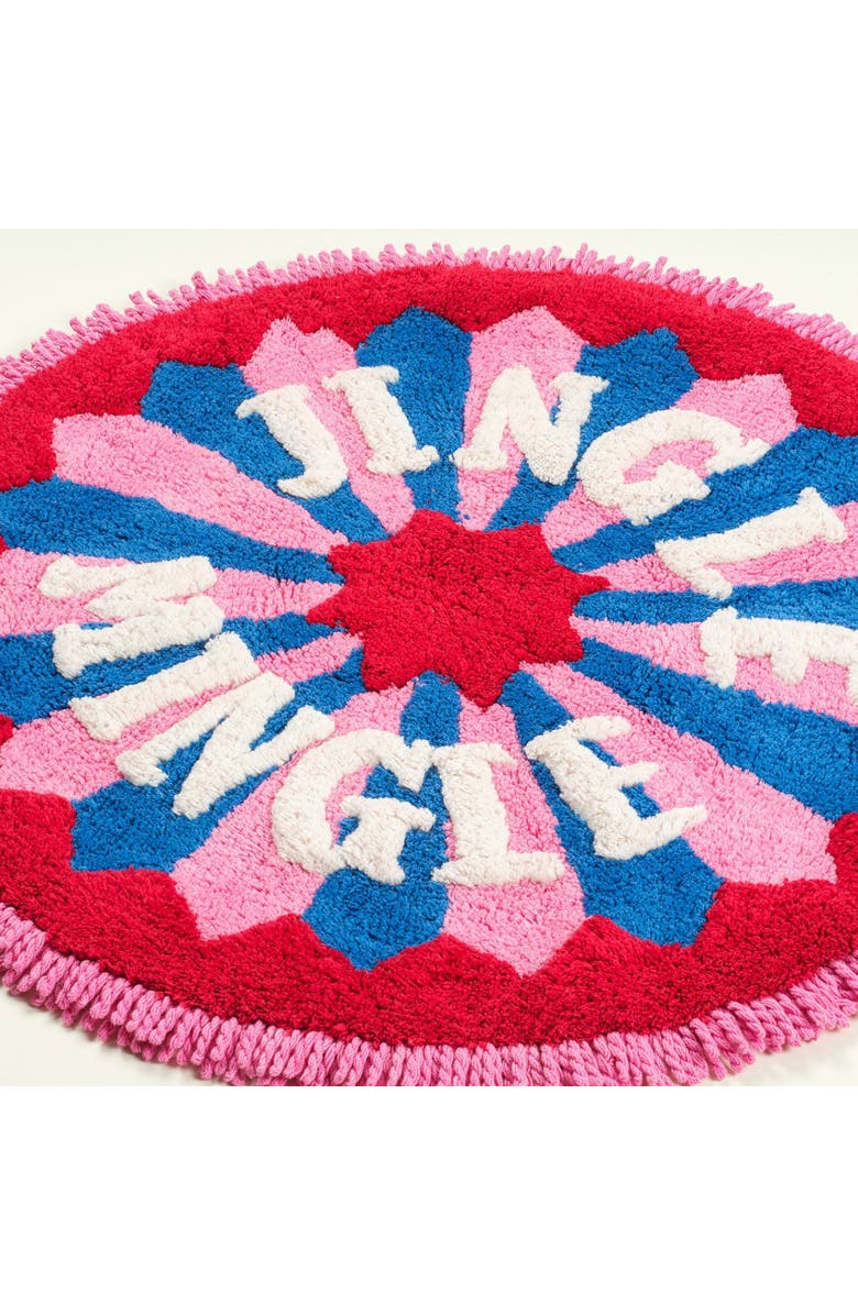 Zsa Zsa Zsu Punjab 100% Cotton Bath Mat 28 In Jingle, Alternate, color, Red