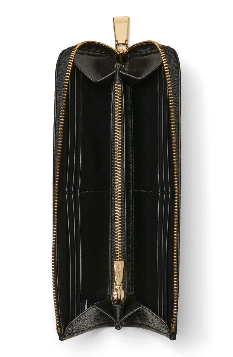 Kate Spade New York Devin Pebble Leather Zip Wallet, Alternate, color, Black