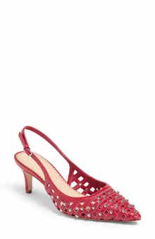 Cinq à Sept Rena Cage Studded Slingback Pointed Toe Pump