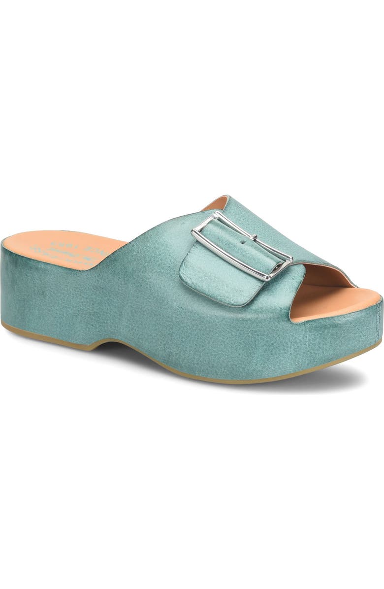 Kork-Ease<sup>®</sup> York Platform Slide Sandal, Main, color, Teal Leather