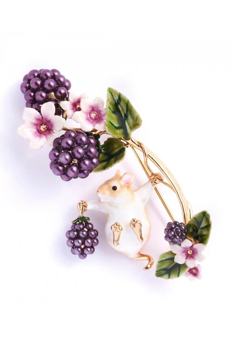 Blackberry & Mouse Brooch, Main, color, Blackberry & Mouse