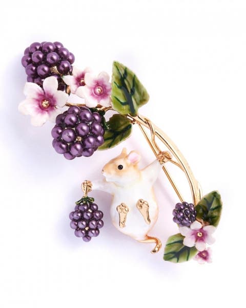 Blackberry & Mouse Brooch
