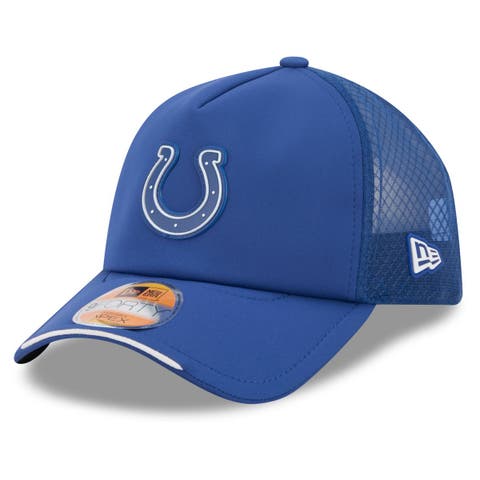 Men's New Era Royal Indianapolis Colts 2026 Sideline Apex 9FORTY Adjustable Trucker Hat