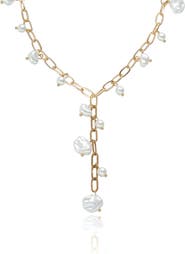 Ettika Faux Pearl Shaker Lariat Necklace