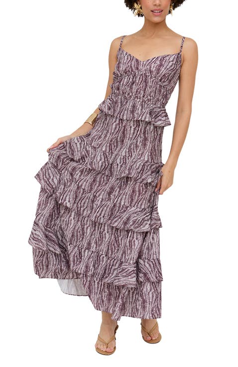 Tangiers Tiered Line Print Maxi Dress