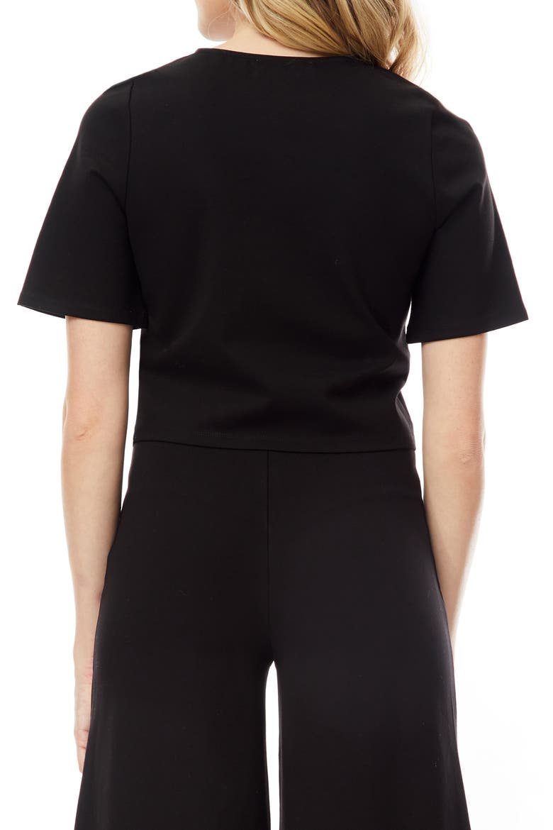 Juliette Short Sleeve Ponte T-Shirt, Alternate, color, BLACK