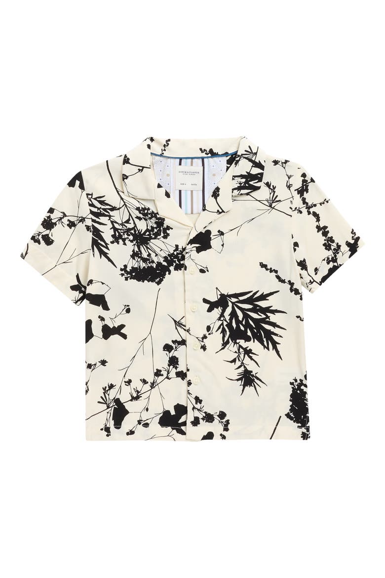Kids' Floral Camp Shirt, Main, color, OFF WHITE