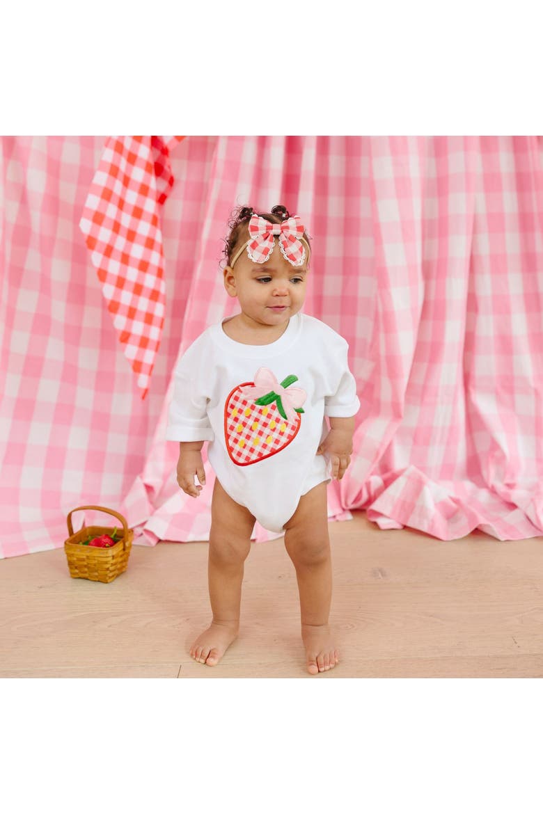 Red Gingham Bow Baby Headband, Alternate, color, Red