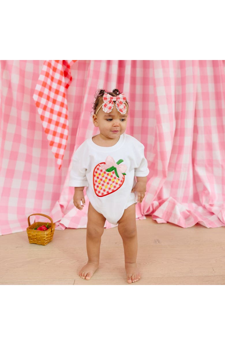 Sweet Wink Red Gingham Bow Baby Headband, Alternate, color, Red