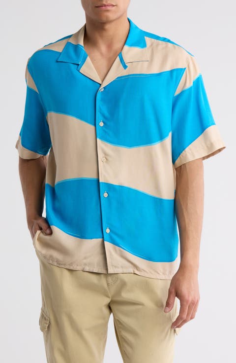 Wavy Stripe Camp Shirt